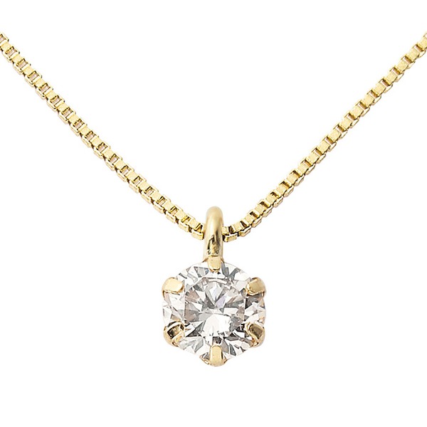 【マラソンでポイント最大47.5倍】ダイヤモンド ネックレス 0.1ct K18イエローゴールド 一粒 6本爪 シンプル ダイヤネックレス ペンダント 鑑別カード付き|インテリアの壱番館