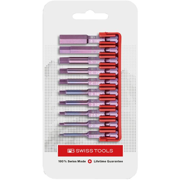 PB SWISS TOOLS ピービースイスツールズ 10本組 段付き添い人 六角ビット書き割り ビット保持者付 包み遣りくち E6.713CN 手道具