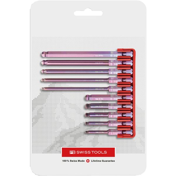 【マラソンでP最大49倍】PB SWISS TOOLS ピービースイスツールズ 10本組 段付きボールポイントビットセット ビットホルダー付 パッケージ仕様 E6.714CN