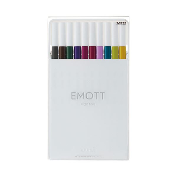 【ポイント20倍】(まとめ)三菱鉛筆 水性サインペン EMOTT10色セット No.3 ダークカラー PEMSY10C.NO3 1パック【×3セット】