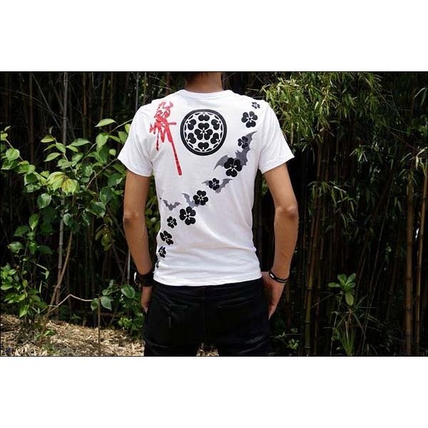 【マラソンでP最大47倍】戦国武将Tシャツ 【長宗我部元親 七つ方喰】 Mサイズ 半袖 ホワイト(白) 〔Uネック おもしろ〕