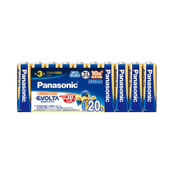 【マラソンでP最大49倍】（まとめ） パナソニック アルカリ乾電池 EVOLTA 単3形 LR6EJ/20SW 1パック（20本） 【×2セット】