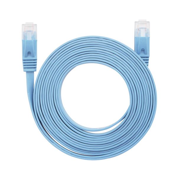 【尖んがり20倍】（まとめ） ローカルエリアネットワーク有線テレビ 平ったい CAT6 5m 青 AS-CAPC021 【×10仕掛ける】