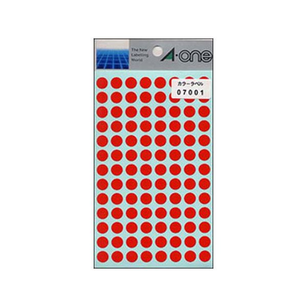 【ポイント20倍】（まとめ） エーワン カラーラベル 丸型9mm径 07001 赤 1P14シート（1456片）入 【×10セット】
