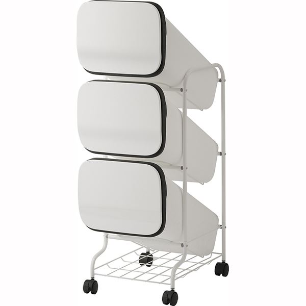 【ポイント20倍】スタンド式 ダストボックス/ゴミ箱 【ホワイト 19L×3段】 高さ97cm キャスター付き 『スムース』【代引不可】