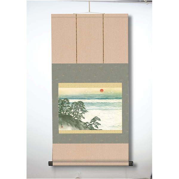【マラソンでP最大49倍】【横山大観生誕150年】富士図・富士絵画・高精彩特色技術絵■横山大観　霊峰富士掛軸(尺三)　海暾 15,000円