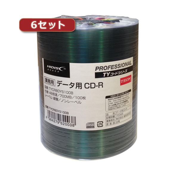 【百貨店SALEでP最大限度47倍】6書き割りHI DISC CD-R（資料用）高品質 100枚入 TYCR80YS100BX6