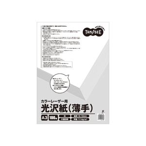 (まとめ) TANOSEE カラーレーザープリンター用 光沢紙 薄手 A3 1冊(100枚)