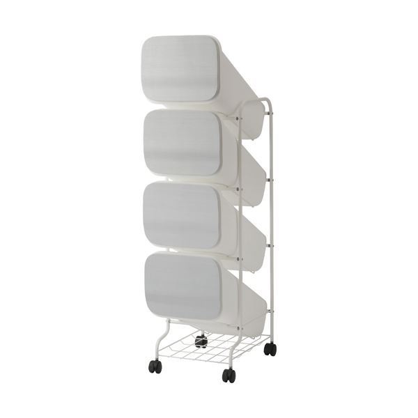 【マラソンでP最大49倍】スタンド式 ダストボックス/ゴミ箱 【メタル 19L×4段】 高さ122cm キャスター付き 『スムース』【代引不可】