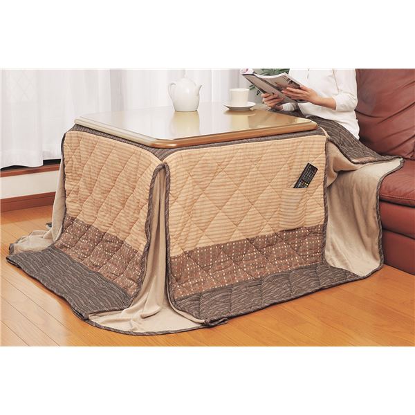 【クーポン配布中】リビングこたつ布団 【対応サイズ：75cm×75cm】 220cm×220cm 正方形 高さ3段階調節可 リモコンポケット付き 裏ボア仕様【代引不可】
