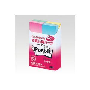 【マラソンでP最大49倍】（まとめ） 住友スリーエム ポストイット(R) 4個入り 横25×縦75mm 500RP-BGK グラデーション混色 4個入 【×10セット】