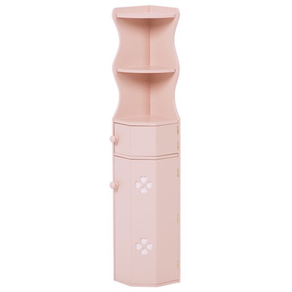 【ポイント20倍】トイレラック トイレ収納 幅16cm×高さ90cm ピンク 木製 スリム コーナーラック 完成品 お手洗い 店舗 オフィス 備品【代引不可】