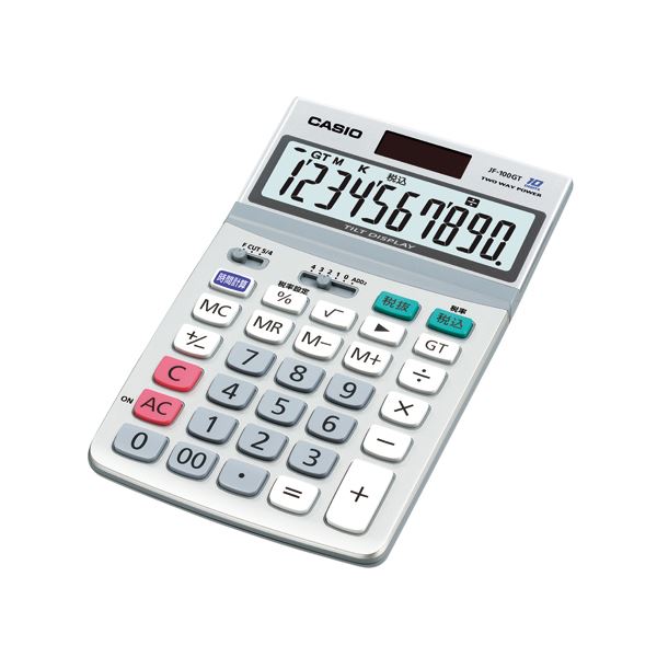 【マラソンでP最大49倍】（まとめ） カシオ 電卓 JF-100GT-N シルバー 1台入 【×2セット】