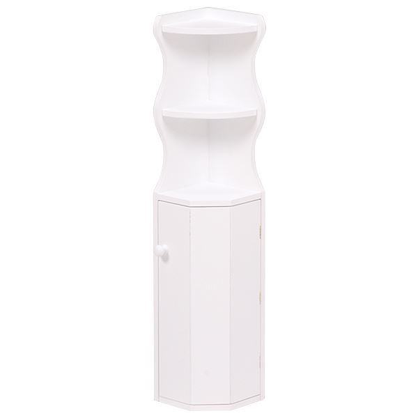 【ポイント20倍】トイレラック トイレ収納 幅16cm×高さ80cm ホワイト 木製 スリム コーナーラック 完成品 お手洗い 店舗 オフィス 備品【代引不可】