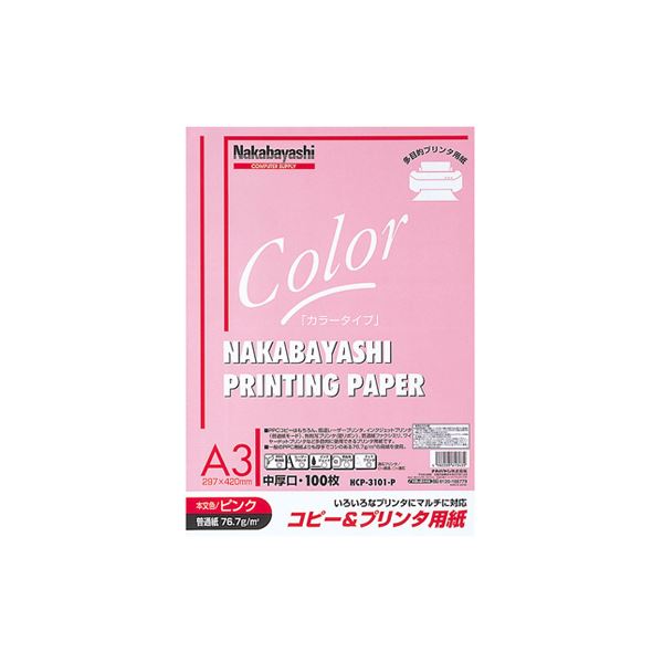 【クーポン配布中】(業務用セット) コピー＆プリンタ用紙 カラータイプ A3 100枚入 HCP-3101-P【×5セット】