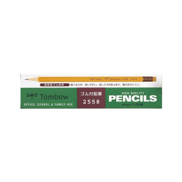 【尖んがり20倍】（まとめ） トンボ鉛筆 天然ゴム付木筆 事務用 2558-HB 12本入 【×5仕掛ける】 その他-日用品雑貨・文房具・手芸