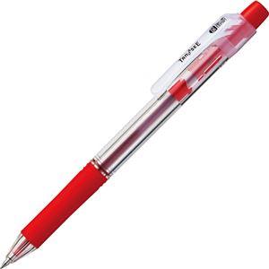 【マラソンでP最大49倍】（まとめ） TANOSEE ノック式油性ボールペン ロング芯タイプ 0.5mm 赤 1セット（10本） 【×5セット】