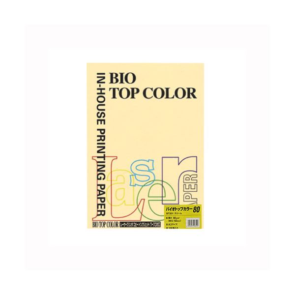 【クーポン配布中】（まとめ） 伊東屋 バイオトップカラー A3判 100枚入 80g／m2 BT201 クリーム 【×2セット】