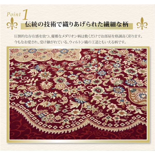 【消費税無し】！トルコ製 ウィルトン織り カーテン カーペット 絨毯 ホットカーペット対応 『ベルミラ RUG』 ネイビー トルコ製 約200