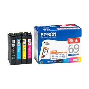 【尖んがり20倍】エプソン 商行為インクジェット用 インキ薬莢(4色容器に並べる) 集積回路4CL69 PCサプライ・消耗品-インクカートリッジ-プリンター・FAX用インク