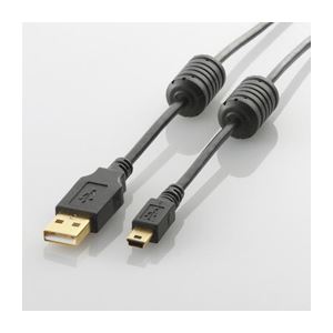 【ポイント20倍】(まとめ)エレコム フェライトコア付きUSB2.0ケーブル U2C-MF10BK【×5セット】