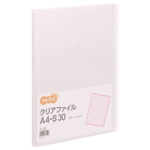 【ポイント20倍】（まとめ） TANOSEE クリアファイル A4タテ 30ポケット 背幅17mm ピンク 1冊 【×30セット】