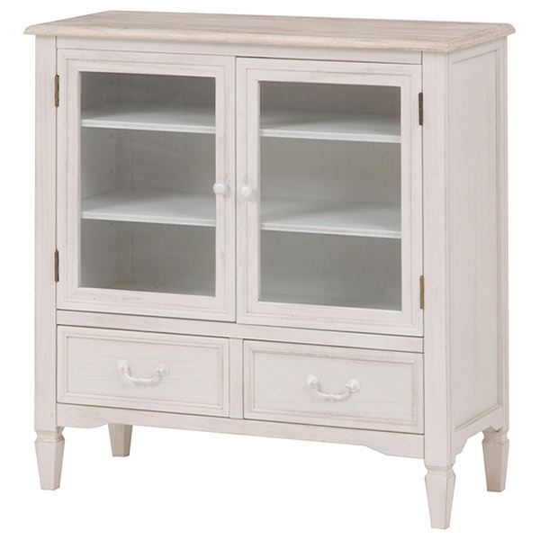 【クーポン券別れ別れ中】収納家具 納める棚 幅80糎 白いこと 木製 引き出し納める 脚付き添い人 扉納める アンティーク調 ブロカントシリーズ リビング【代引不可】