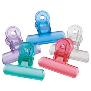 【ポイント20倍】(まとめ) ミツヤ クリアクリップ アクア 中 口幅50mm 5色アソート PCC-5P-AS 1箱(5個：各色1個) 【×10セット】