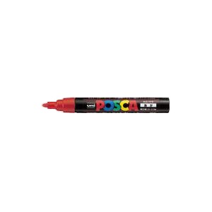【ポイント20倍】（まとめ） 三菱鉛筆 ユニ ポスカ 中字丸芯（1.8-2.5mm） PC-5M.15 赤 1本入 【×10セット】