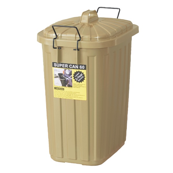 【ポイント20倍】ゴミ箱 ダストボックス 幅36cm 60L ベージュ 日本製 ふた付き ポリエチレン スチール スーパーカン キッチン 台所 店舗