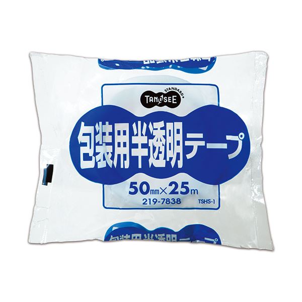 【マラソンでP最大49倍】(まとめ) TANOSEE 包装用半透明テープ 50mm×25m 1巻 【×30セット】