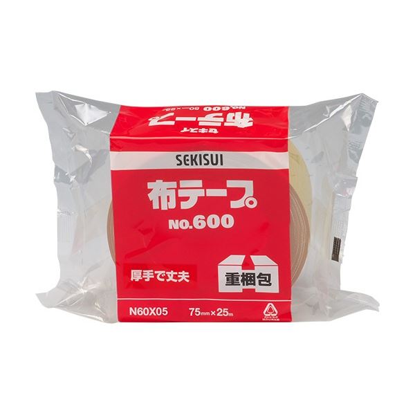【クーポン配布中】積水化学 布テープ No.600V 75mm×25m ダンボール色 N60XV05 1セット(24巻)