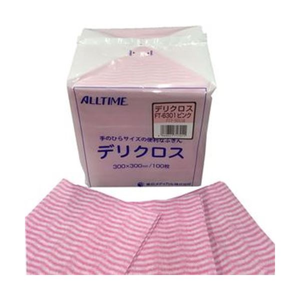 (まとめ)東京メディカル デリクロス 30×30cm ピンク FT-6301 1パック(100枚)