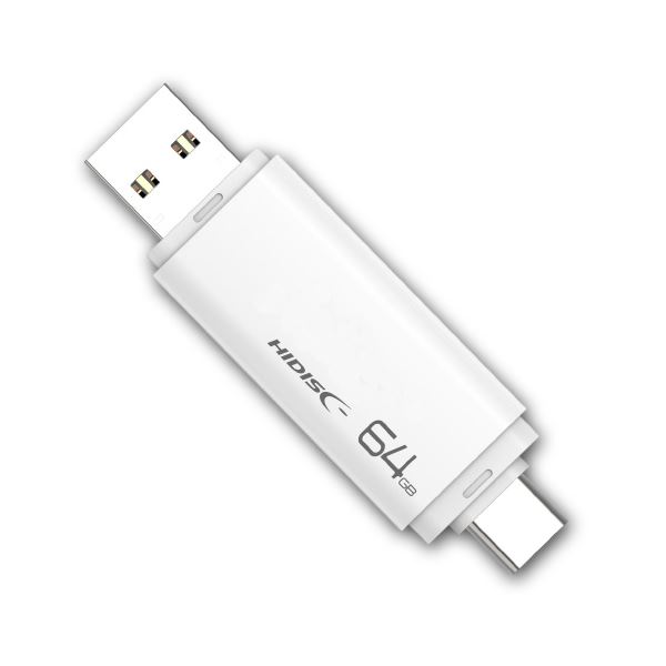 【ポイント20倍】(まとめ) HIDISC USBメモリー Type-C/A 64GB ホワイト HDUF134C64G3C 【×5セット】