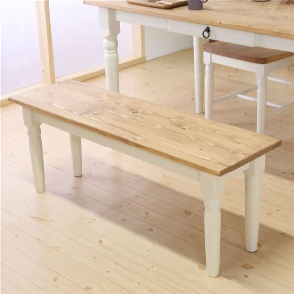 【ポイント20倍】北欧風 ダイニングベンチ 【ホワイト】 110×32×42cm 木製 パイン材 オイル塗装/水性塗料塗装 組立品 〔リビング〕