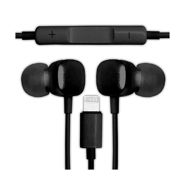 【マラソンでP最大49倍】（まとめ） HIDISC STREOイヤホン for Lightning HDSE20LH1BK 【×2セット】