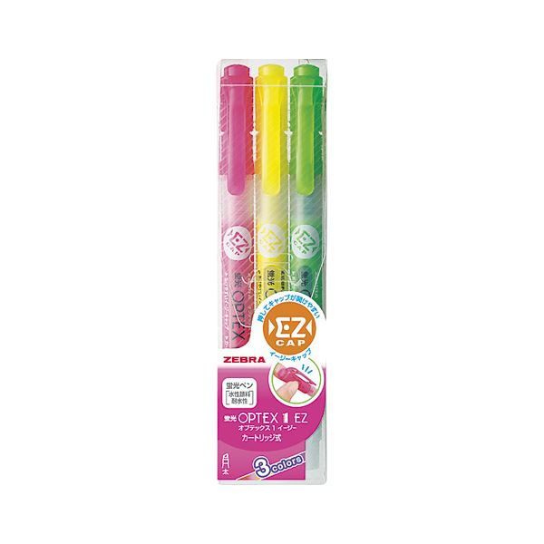 【ポイント20倍】（まとめ） ゼブラ 蛍光オプテックス 1-EZ 3色セット（ピンク・黄・緑） 【×20セット】