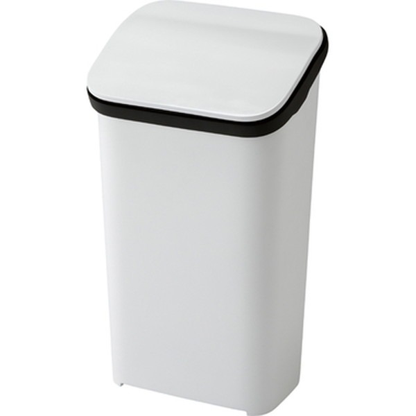 【クーポン配布中】ダストボックス ゴミ箱 幅30.4cm 20L ホワイト レバー式 リクライニング 高さ4段階調節 首連動 スムース ふた付き キッチン 店舗