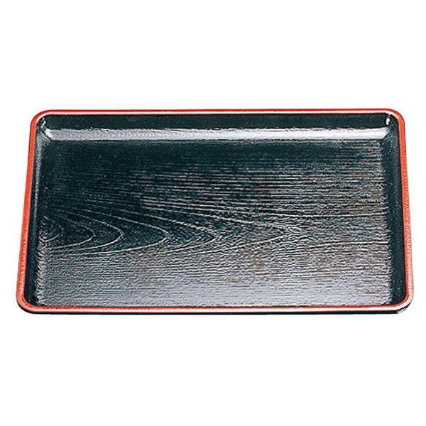 【ポイント20倍】尺5 耐熱ケヤキ会席盆/トレー 【黒天朱SL】 455mm×320mm×20mm 日本製 食洗機対応 〔和食 レストラン 居酒屋 店舗 お店〕【代引不可】