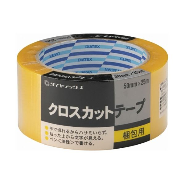 【マラソンでP最大49倍】(まとめ) ダイヤテックス クロスカットテープ 50mm×25m イエロー TO1015 1巻 【×5セット】