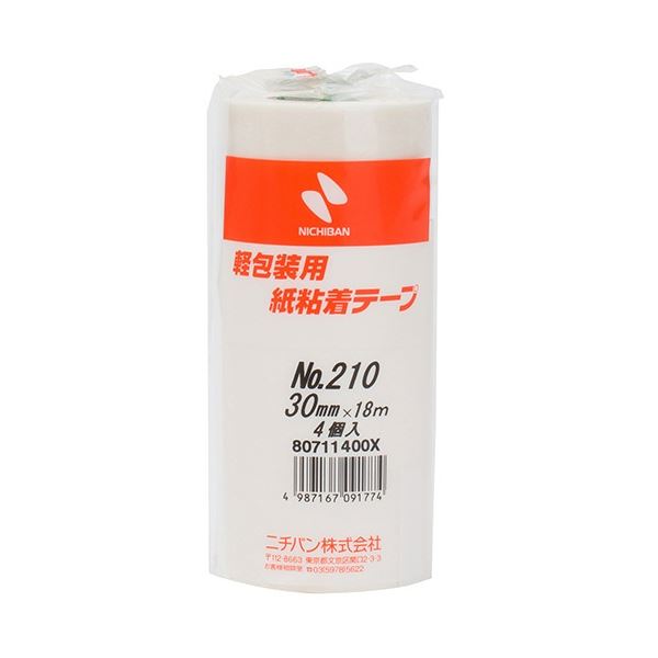【ポイント20倍】(まとめ) ニチバン 紙粘着テープ No.210 H30mm×18m 白 210H-30 1パック(4巻) 【×5セット】
