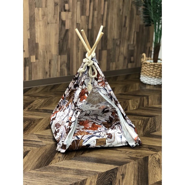 【尖んがり20倍】Pet Tipi tent（ペットティピーテント）真四角×オレンジ色
