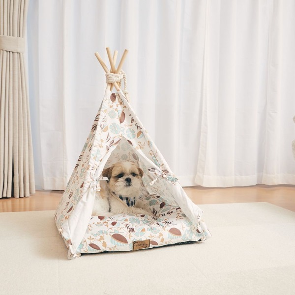 【尖んがり20倍】Pet Tipi tent（ペットティピーテント）真四角×白いこと