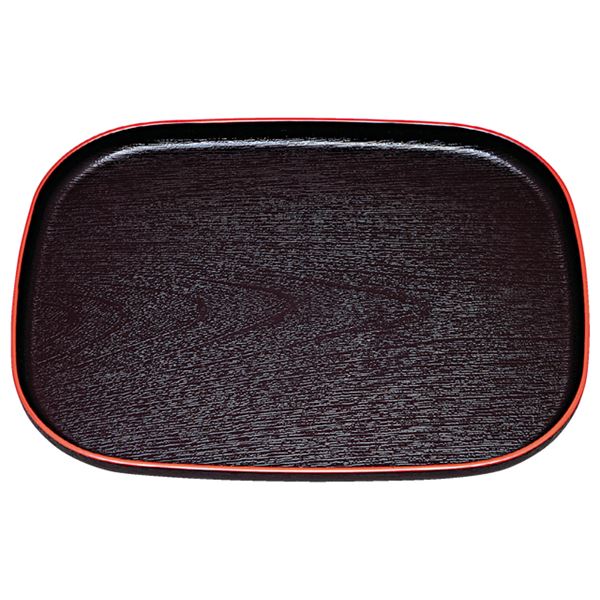 【ポイント20倍】尺5 大寿木目小判盆/トレー 【黒天朱】 452mm×342mm×24mm 日本製 〔和食 レストラン 居酒屋 店舗 お店〕【代引不可】