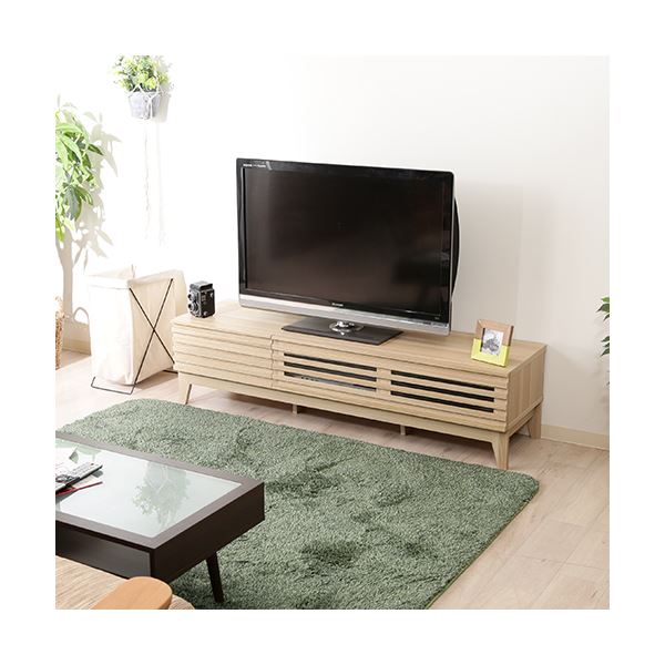 【クーポン配布中】テレビ台 ローボード 幅150cm ナチュラル AV機器収納対応 コード穴 引き出し 脚付き ライン リビング ダイニング【代引不可】