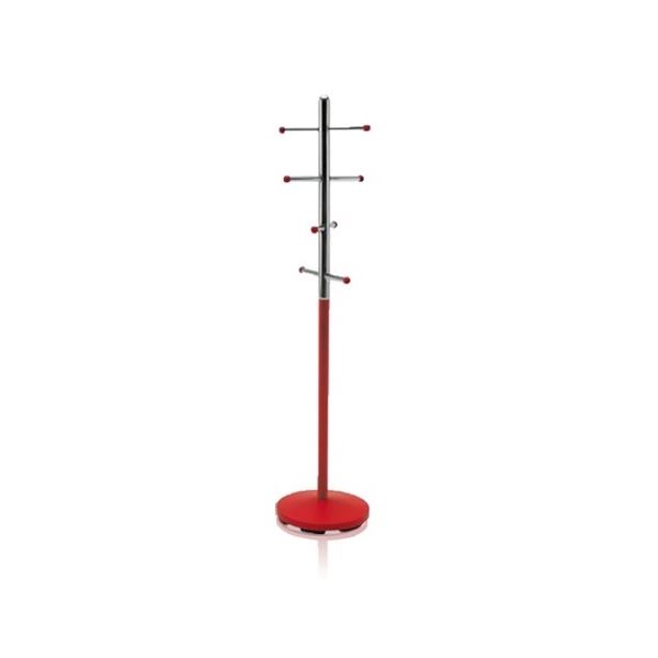 【マラソンでP最大49倍】ジュニア ポールスタンド コートハンガー 幅28×奥行28×高さ122.5cm レッド スチールパイプ 組立品 子供部屋 ベッドルーム