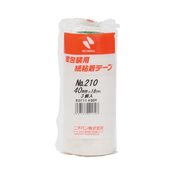 【クーポン配布中】(まとめ）ニチバン 紙粘着テープ 210-40 白 40mm×18m 3巻【×10セット】