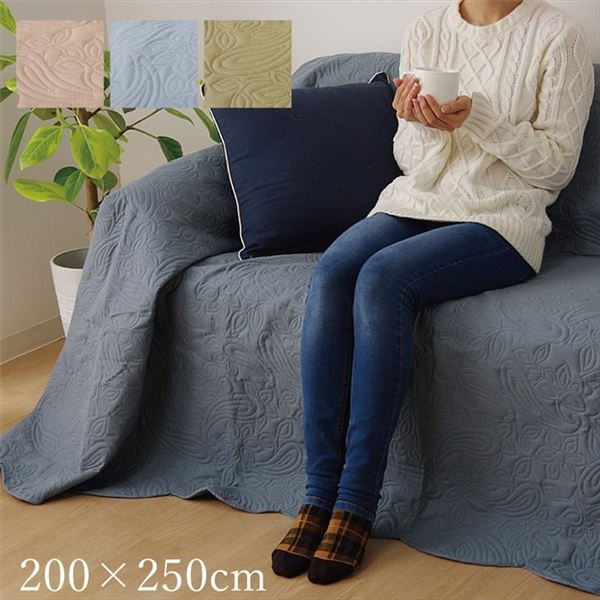 【マラソンでポイント最大47.5倍】マルチカバー/ソファーカバー 【約200&times;250cm ペイズリー柄 ブルー】 コンパクト 洗える 汚れ防止 〔リビング ベッドルーム〕【代引不可】｜インテリアの壱番館