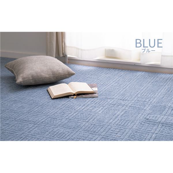 【ポイント20倍】ラグマット 絨毯 江戸間10帖 約352×440cm ブルー 日本製 軽量 折りたたみ 床暖房対応 平織カーペット アンバー リビング【代引不可】