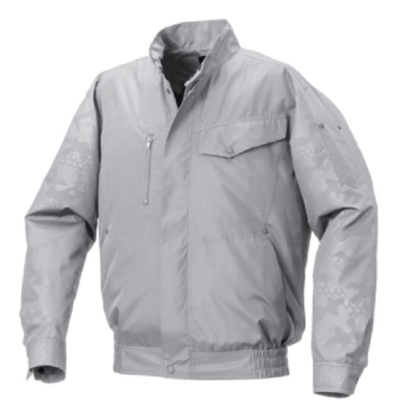 【尖んがり20倍】KU92000 冷房装置服 R ポリエステル製 エンボスプリント 服のみ 薄墨色×グレーエンボス LL その他-安全・保護用品-作業着・作業服